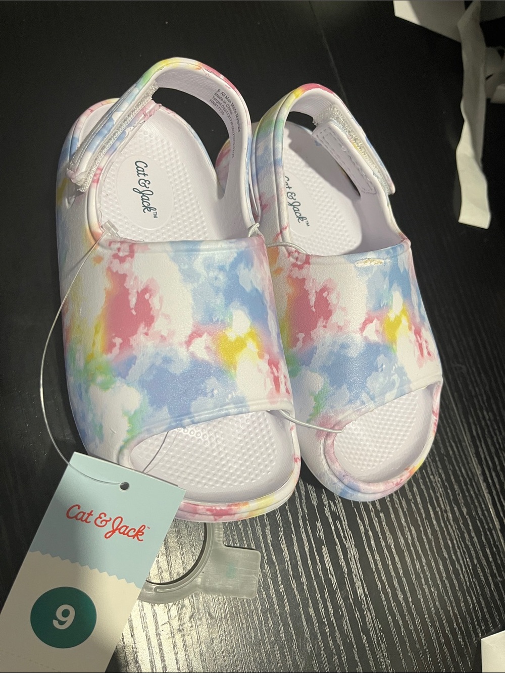 Cat & Jack Pastel Tie-Dye Slide Sandals in Pink, Blue & Yellow